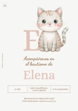 Edita una plantilla de invitación de bautizo