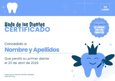 Edita un certificado del Hada de Dientes