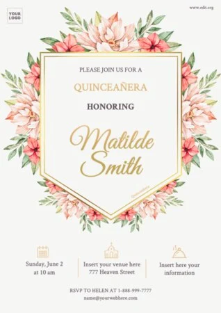 Modifica un modello di invito per quinceañera