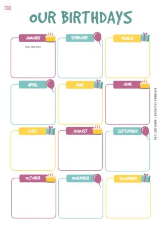 Edit a birthday list template