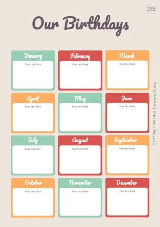 Edit a birthday list template