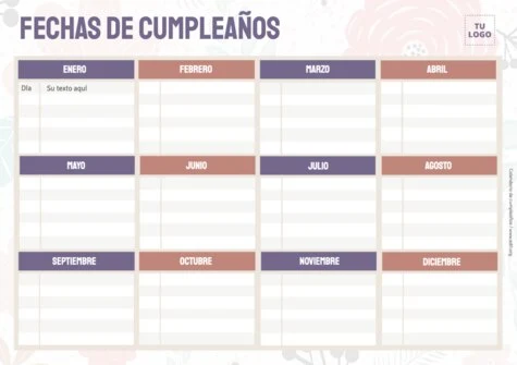 Edita un calendario para cumpleaños