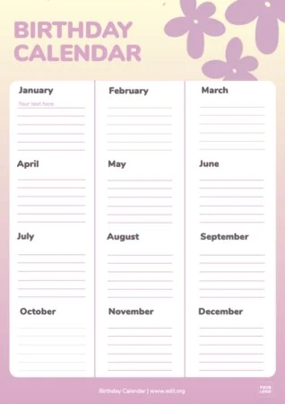 Edit a birthday list template