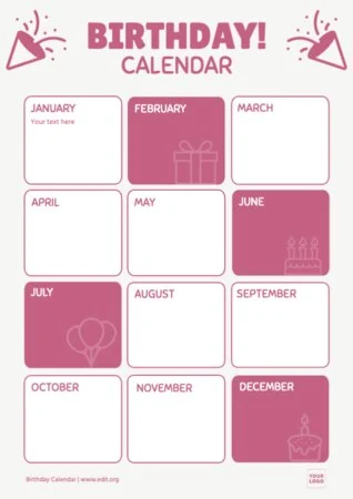 Edit a birthday list template