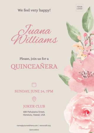 Edit a Quinceañera invitation template