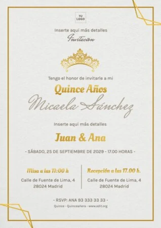 Edita una invitación para quinceañera