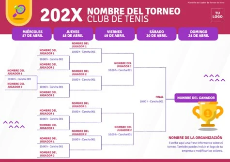 Edita un cartel para tu club de Tenis
