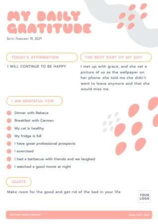 Edit a gratitude journal example