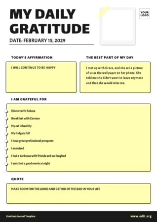 Edit a gratitude journal example