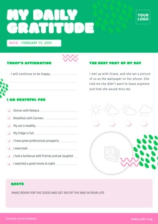 Edit a gratitude journal example