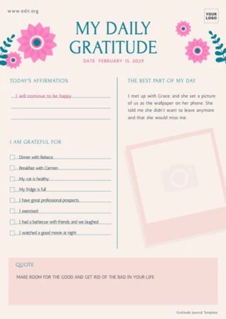 Edit a gratitude journal example