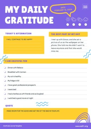Edit a gratitude journal example