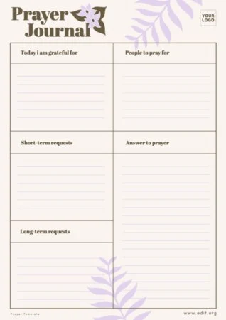 Edit a Prayer Journal sample