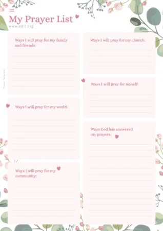 Edit a Prayer Journal sample