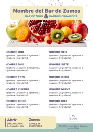 Edita una carta de zumos