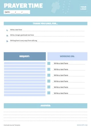Edit a Prayer Journal sample