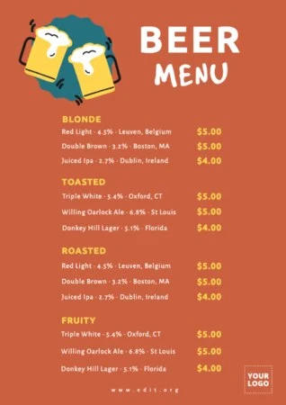 Edit a drink menu template