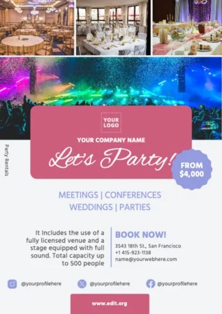 Edit a party rental template