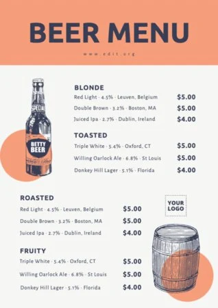 Edit a drink menu template