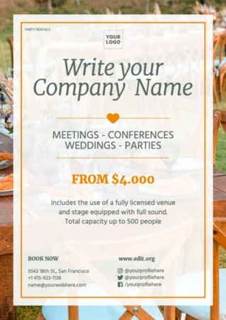 Edit a party rental template