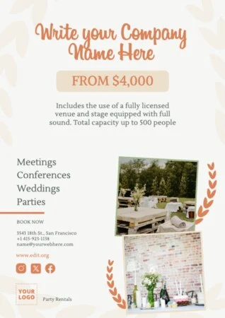 Edit a party rental template