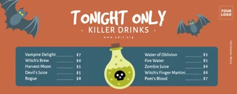 Edita un modello di menu per bevande