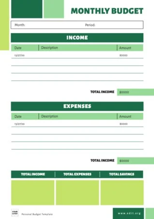 Edit a sample personal budget