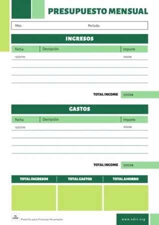 Edita una hoja de gastos personales