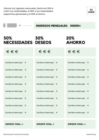 Edita una hoja de gastos personales