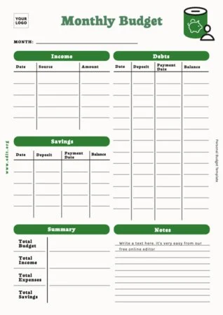 Edit a sample personal budget