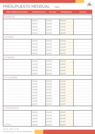 Edita una hoja de gastos personales