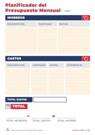 Edita una hoja de gastos personales