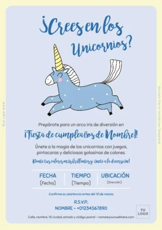 Edita una invitación de Unicornio digital