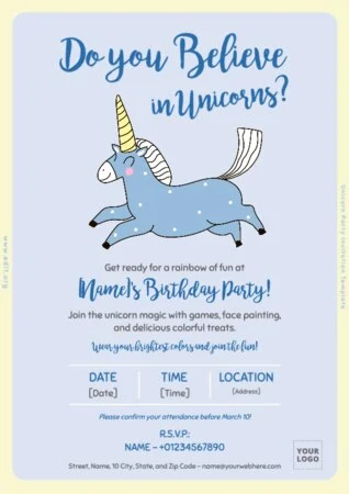 Edit a Unicorn blank invitation