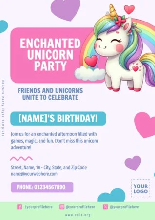 Edit a Unicorn blank invitation