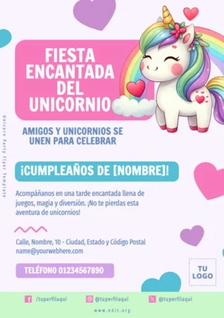 Edita una invitación de Unicornio digital