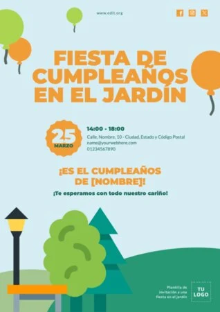 Edita un banner de Fiesta en el Jardín