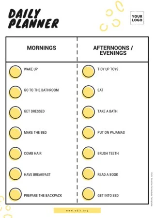 Edit a kids schedule chart