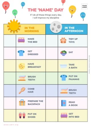 Edit a kids schedule chart