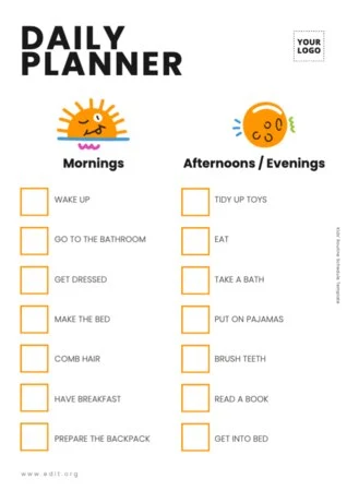Edit a kids schedule chart