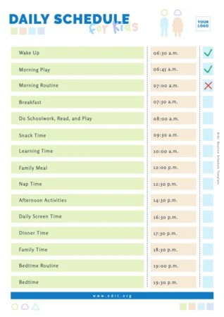 Edit a kids schedule chart