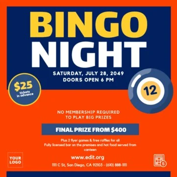 Bearbeite eine Vorlage für Bingo Abende