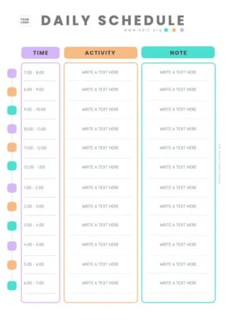 Edit a kids schedule chart
