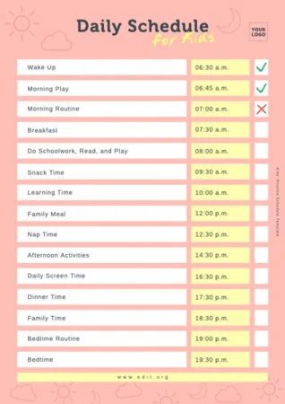 Edit a kids schedule chart