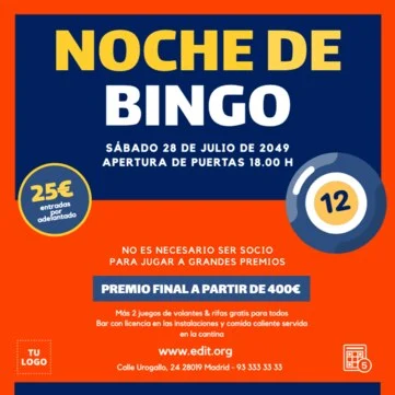 Edita un diseño para noches de bingo