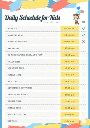 Edit a kids schedule chart
