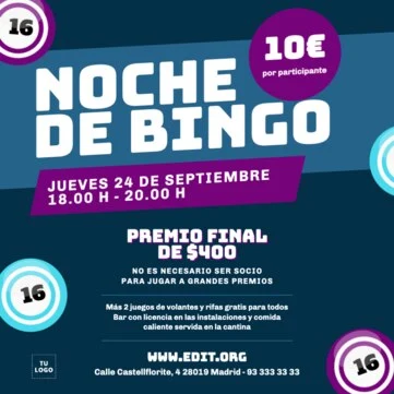 Edita un diseño para noches de bingo