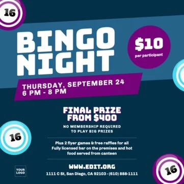 Bearbeite eine Vorlage für Bingo Abende