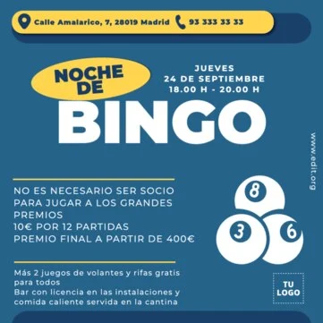 Edita un diseño para noches de bingo