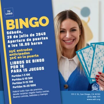 Edita un diseño para noches de bingo